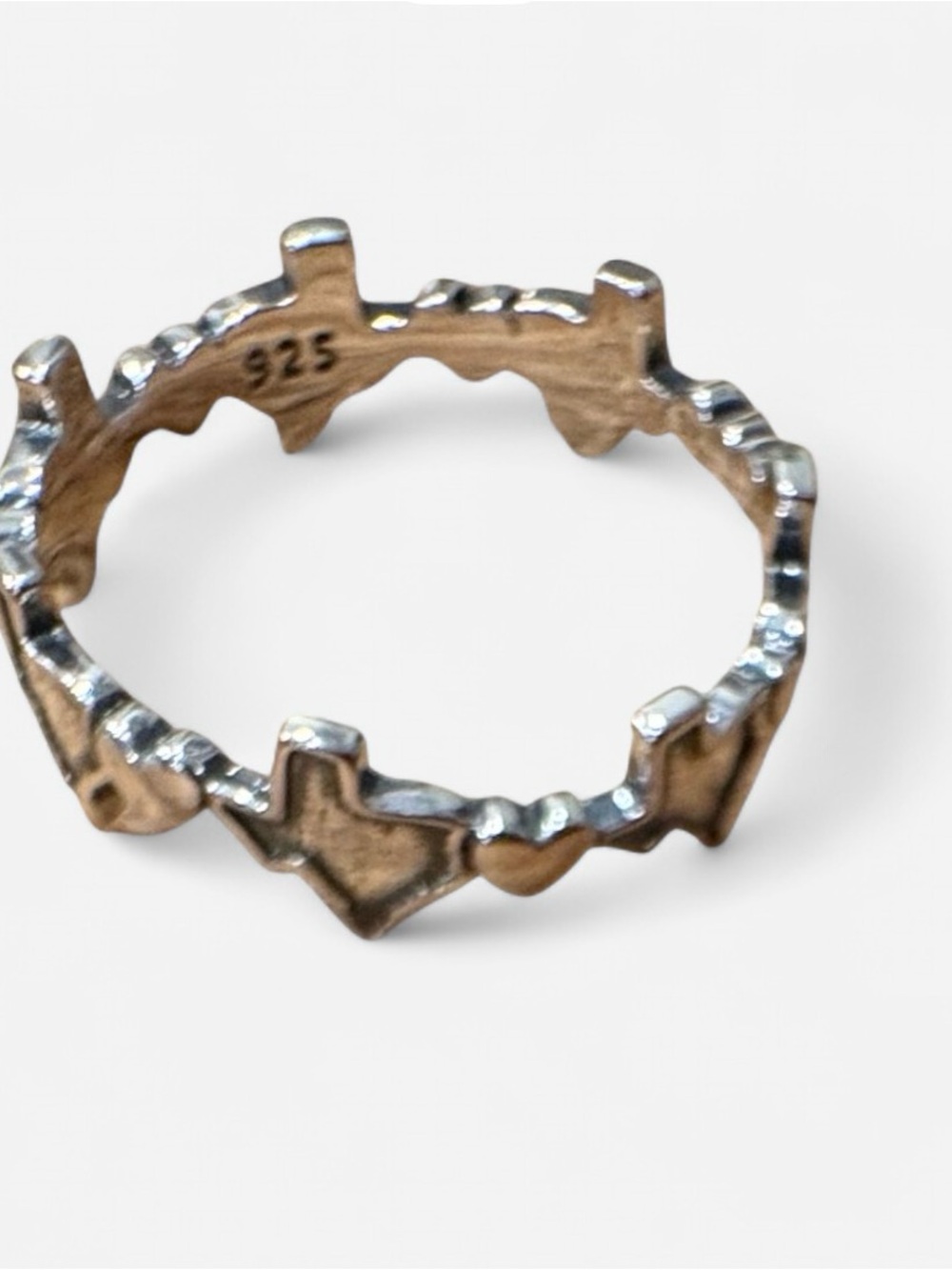 Stamped Sterling Silver 925 Texas & Heart Pattern Ring~Size 6, 7, 8 & 9 Availabl